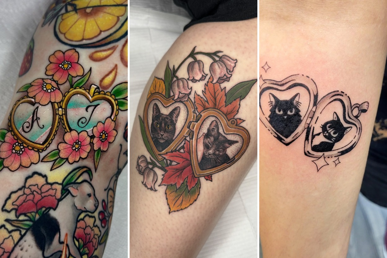 Aesthetic locket tattoos and delicate ink ideas collage