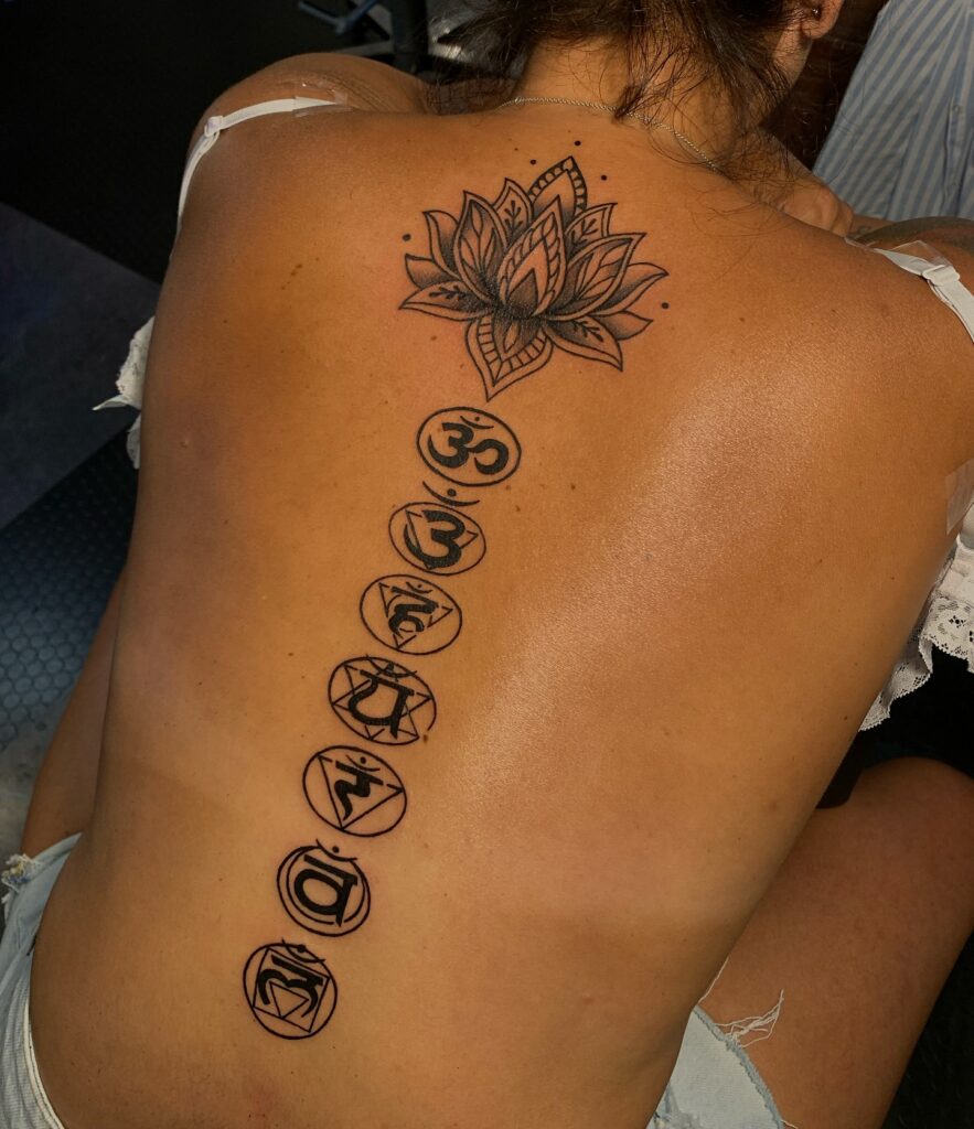 Lord Ganesha Linework Tattoo With Lotus And Mandala
