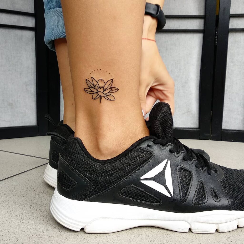 Lotus Ankle Tattoo minimal tiny flower tattoo ideas tattoo