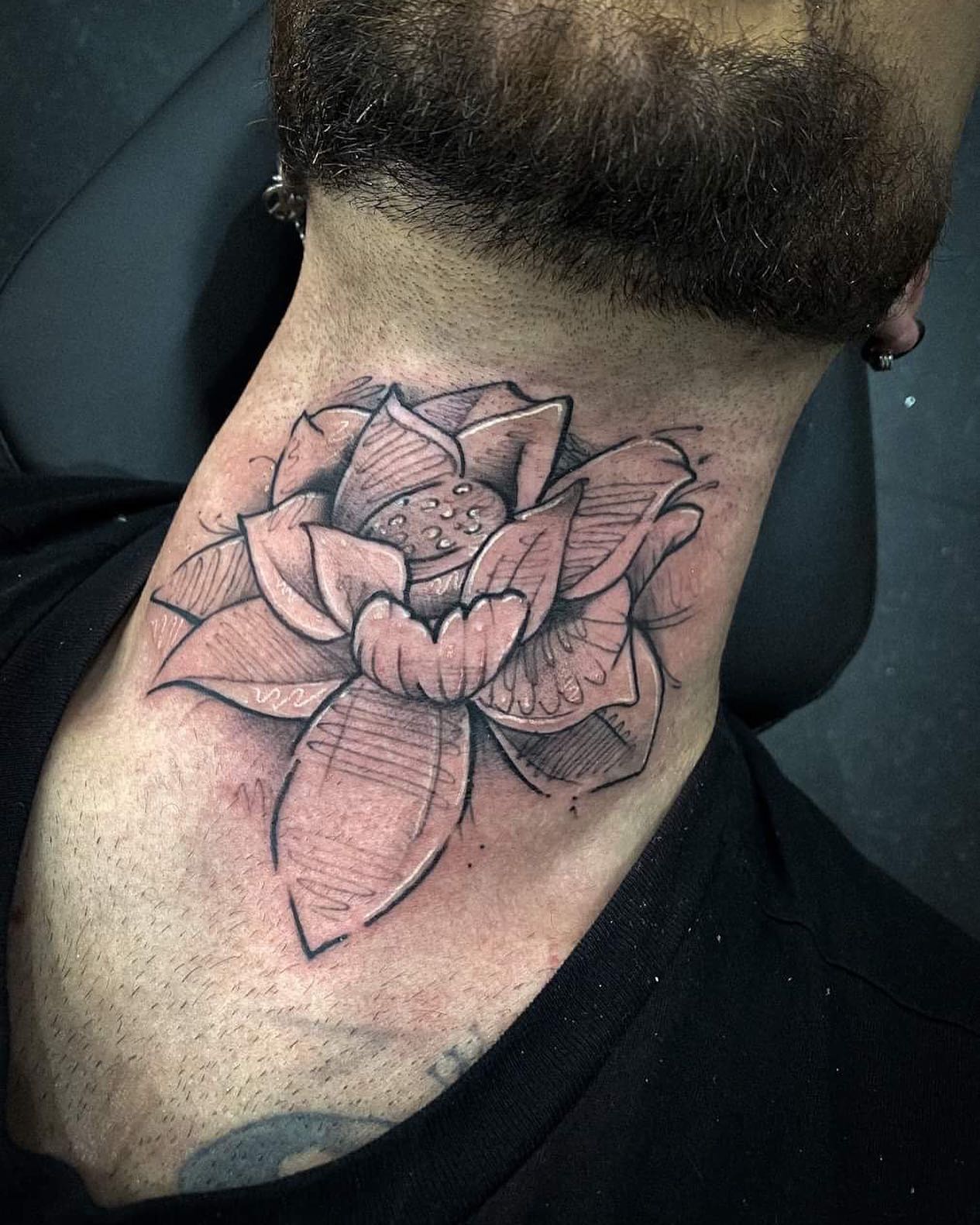 Lotus Flower Neck Tattoo