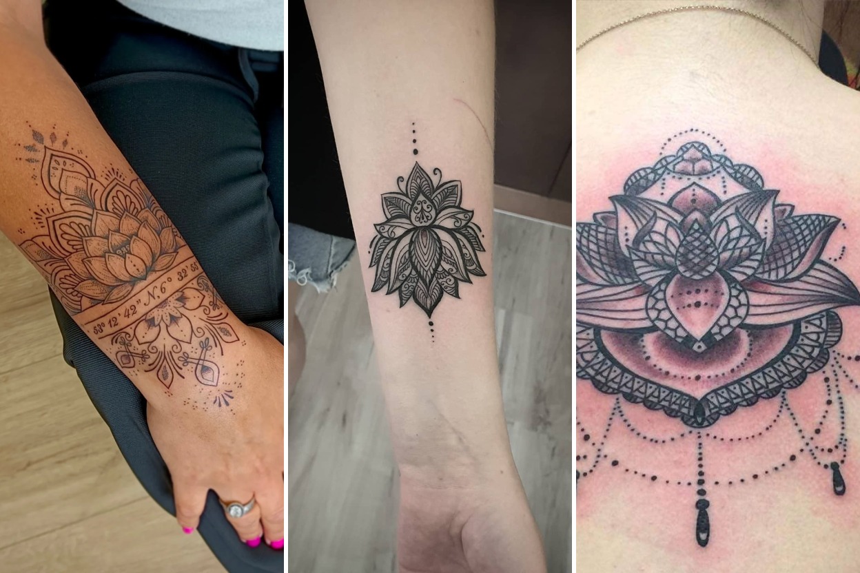 Aesthetic lotus mandala tattoo ideas and delicate ink ideas collage