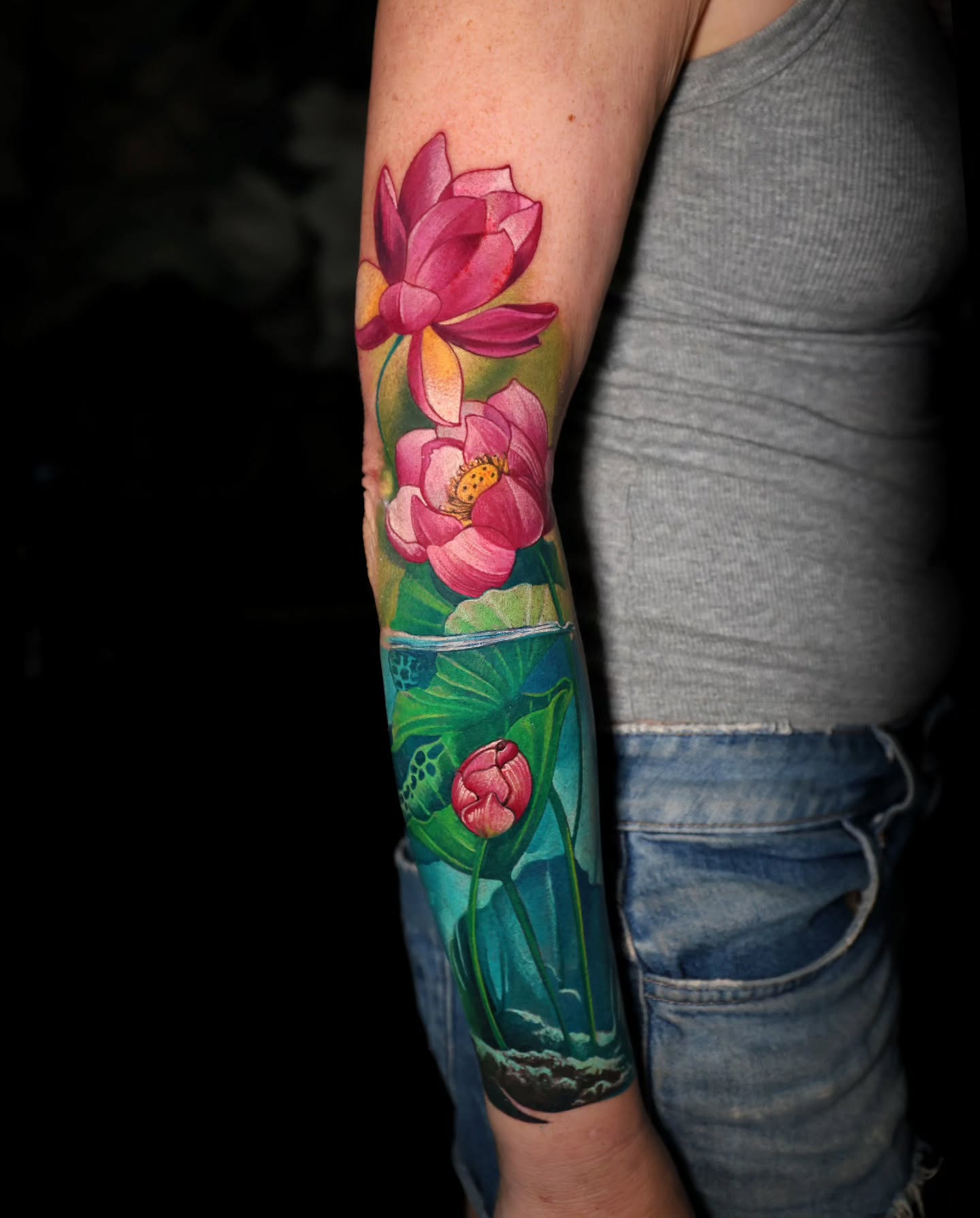 Lotus Pond Sleeve Tattoo lotus flower tattoo ideas meaning tattoo