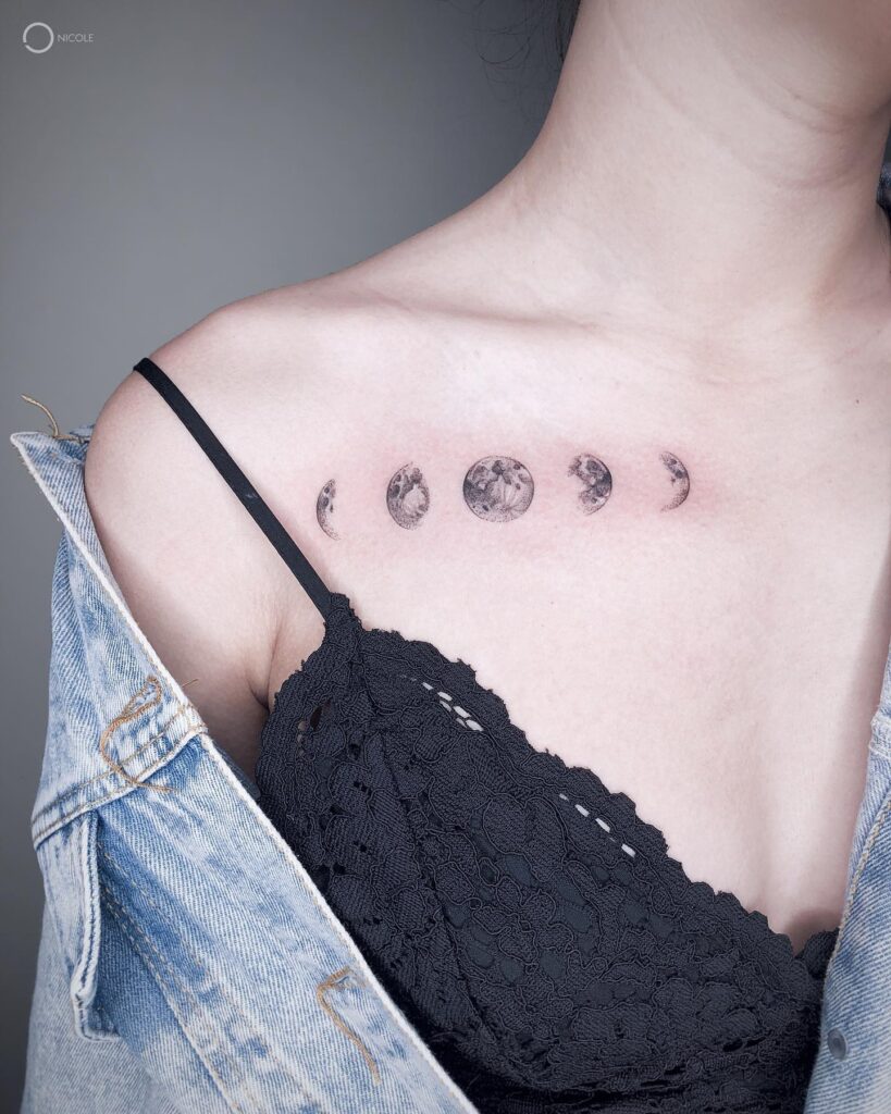 Wildflower And Bumblebee Collarbone Tattoo