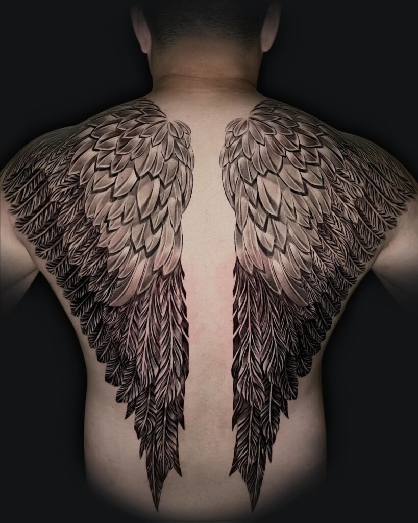 Majestic Full-Back Angel Wings Tattoo angel wings tattoo ideas on back tattoo