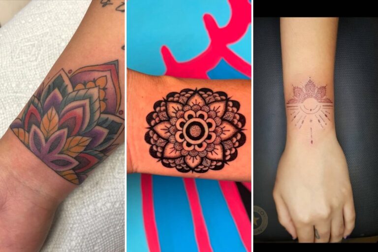 Aesthetic mandala wrist tattoo ideas and delicate ink ideas collage