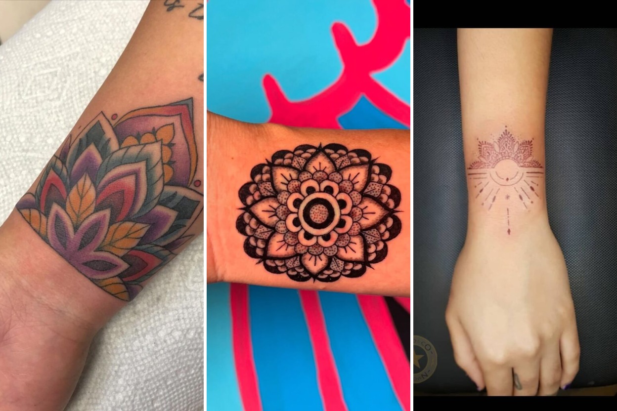 Aesthetic mandala wrist tattoo ideas and delicate ink ideas collage