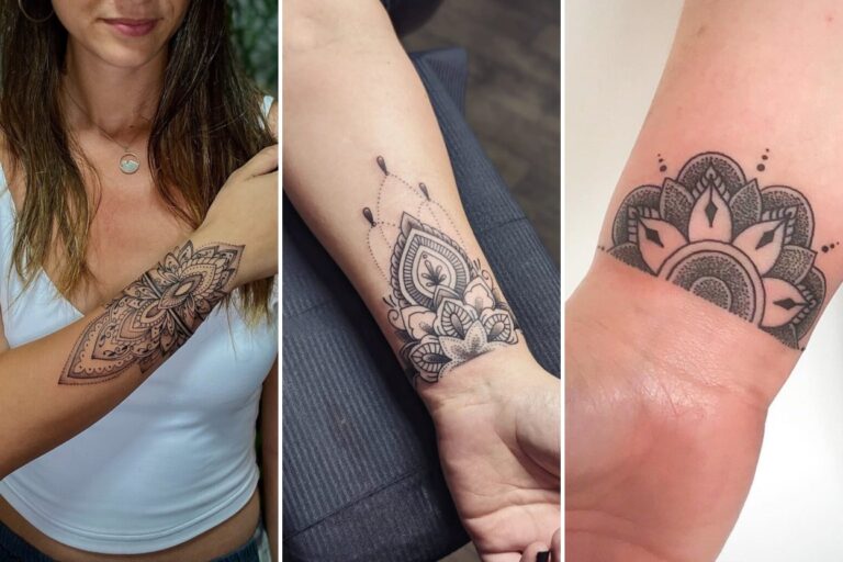 Aesthetic mandala wrist tattoo ideas and delicate ink ideas collage
