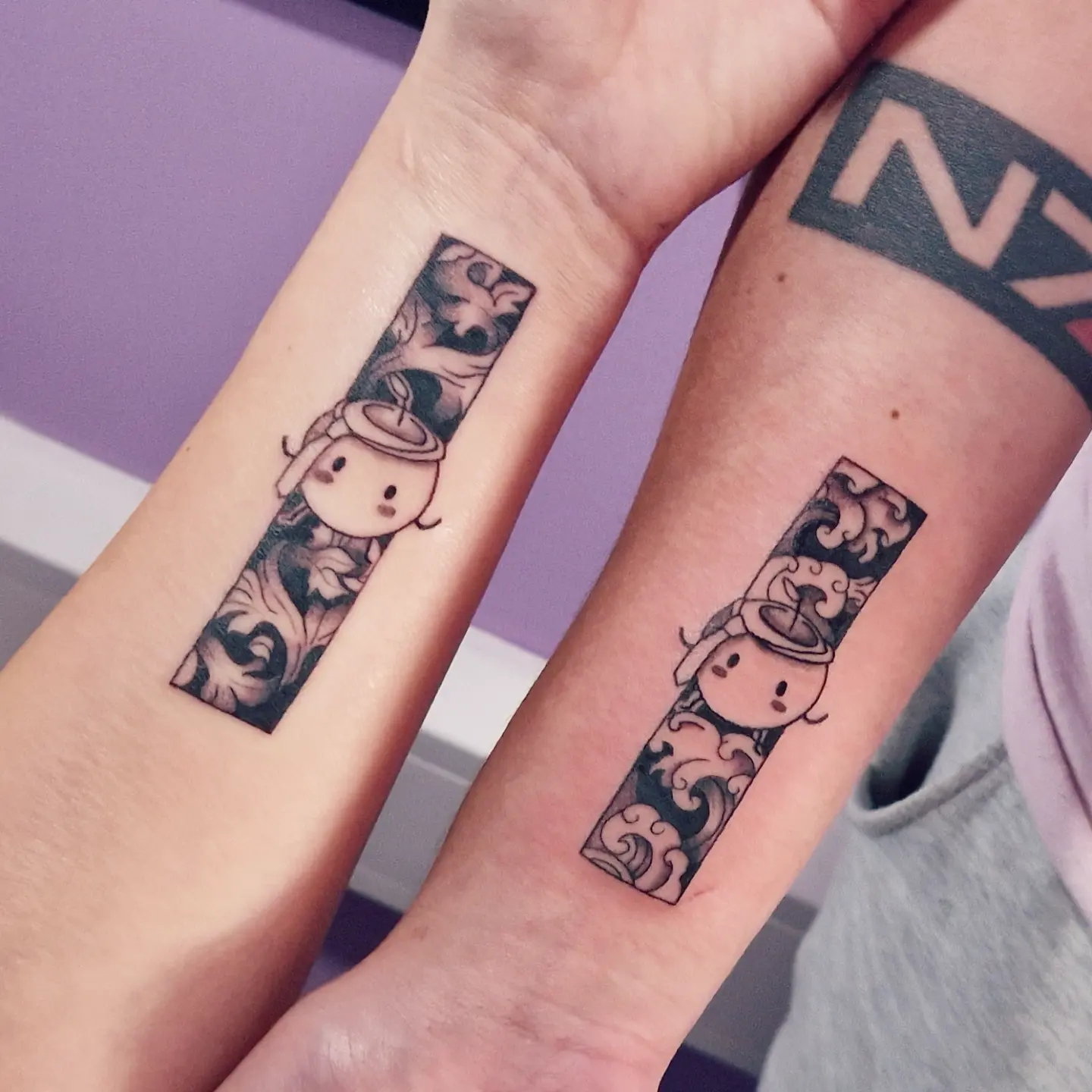 Matching Angel And Devil Coffee Cup Tattoo bestie tattoo ideas tattoo