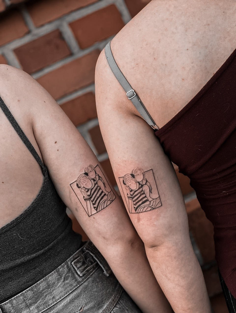 Matching Best Friends Portrait Tattoo matching tattoos for best friends tattoo