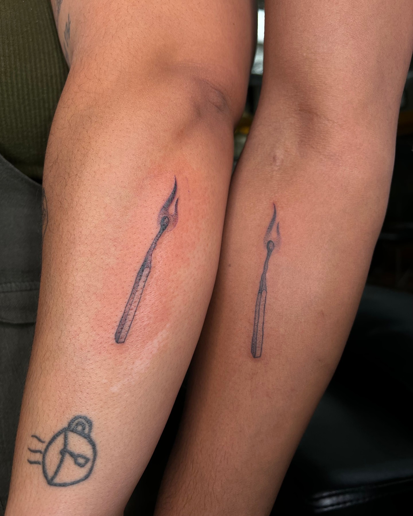 Twin Flame Burning Match Tattoo