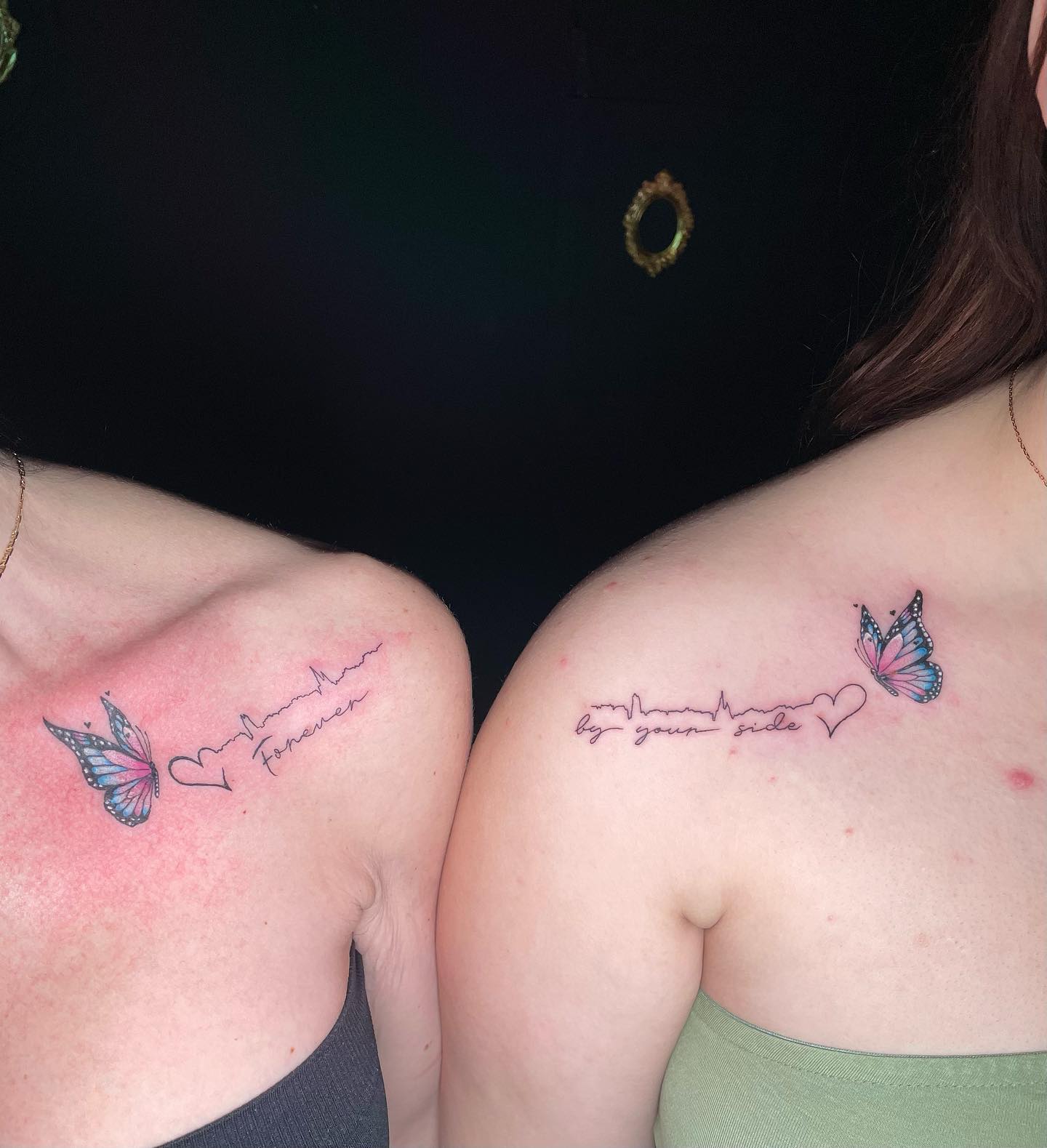 Matching Butterfly and Heartbeat Tattoos for Mom and Daughter unique mom and daughter tattoos tattoo