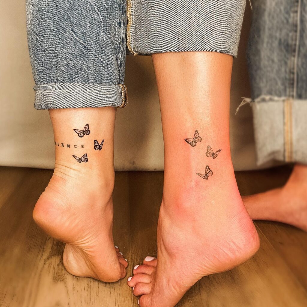 Matching Butterfly Ankle Tattoos for Best Friends matching best friend tattoos tattoo