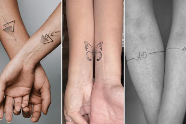 Aesthetic matching couples tattoo ideas and delicate ink ideas collage