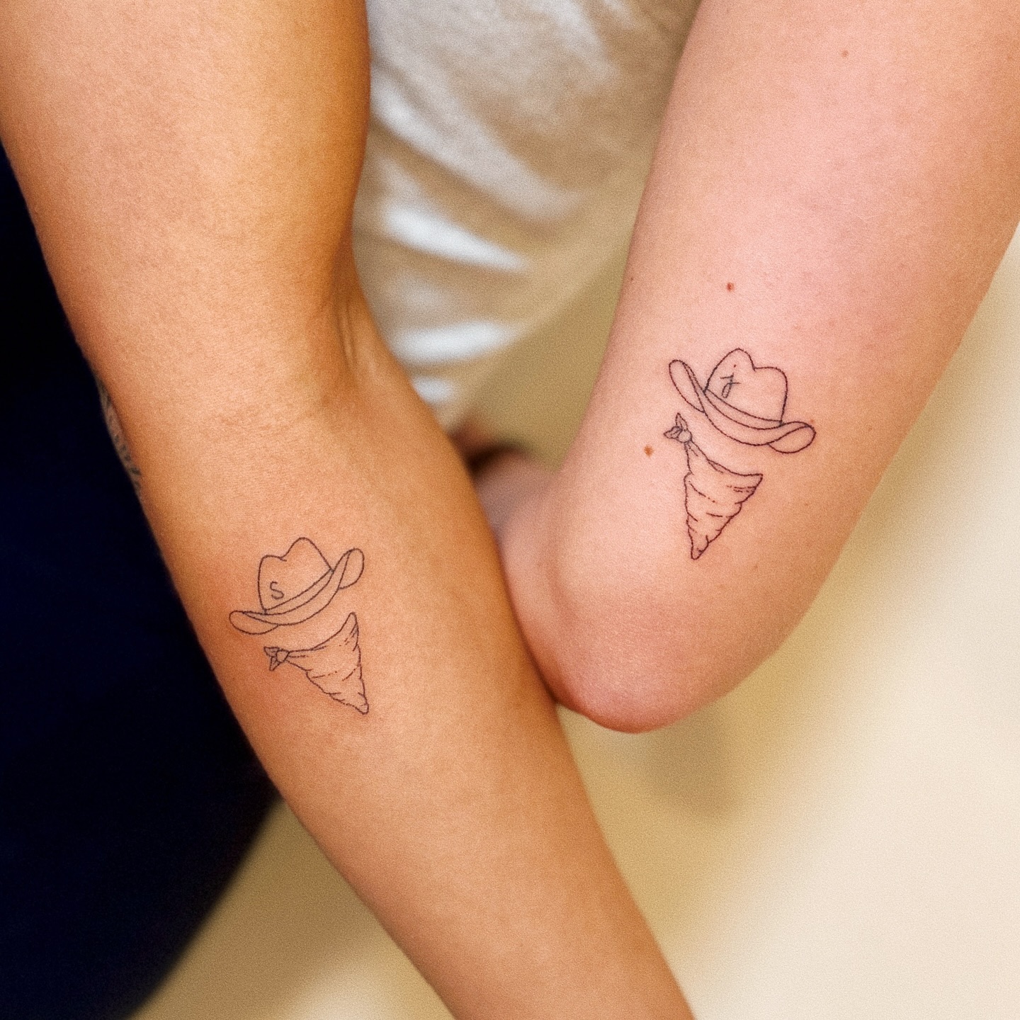 Matching Cowboy Hat And Bandana Bestie Tattoo bestie tattoo ideas tattoo
