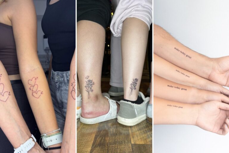 Aesthetic matching family tattoos and delicate ink ideas collage