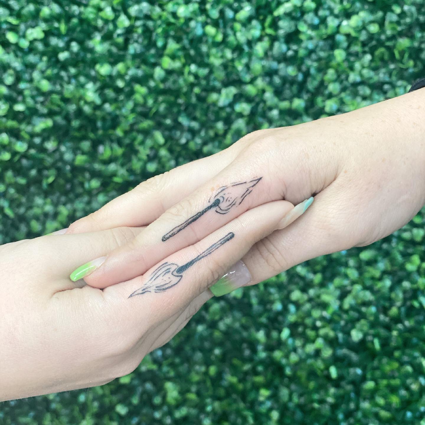Matching Finger Flame Tattoo