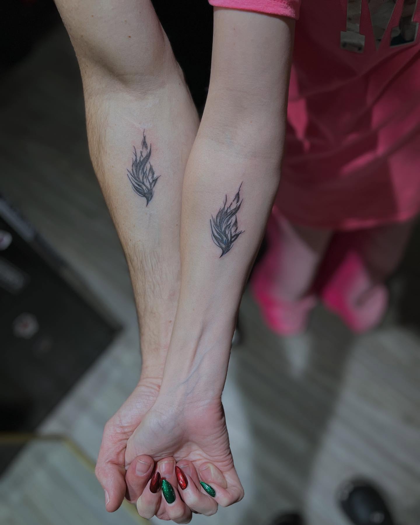 Burning Match Flame Tattoo