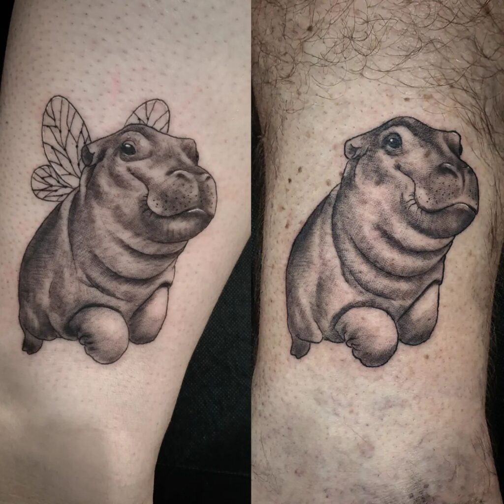 Matching Hippopotamus Tattoos father daughter tattoos tattoo