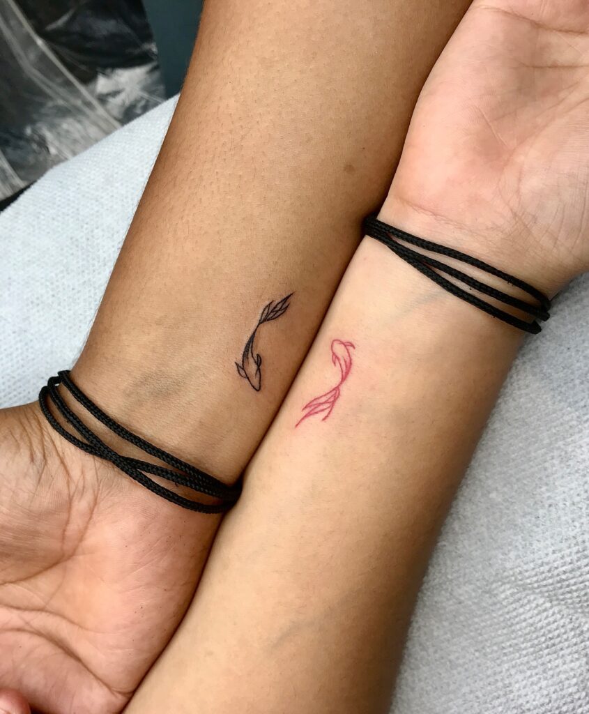 Matching Koi Fish Tattoos small couple tattoos tattoo