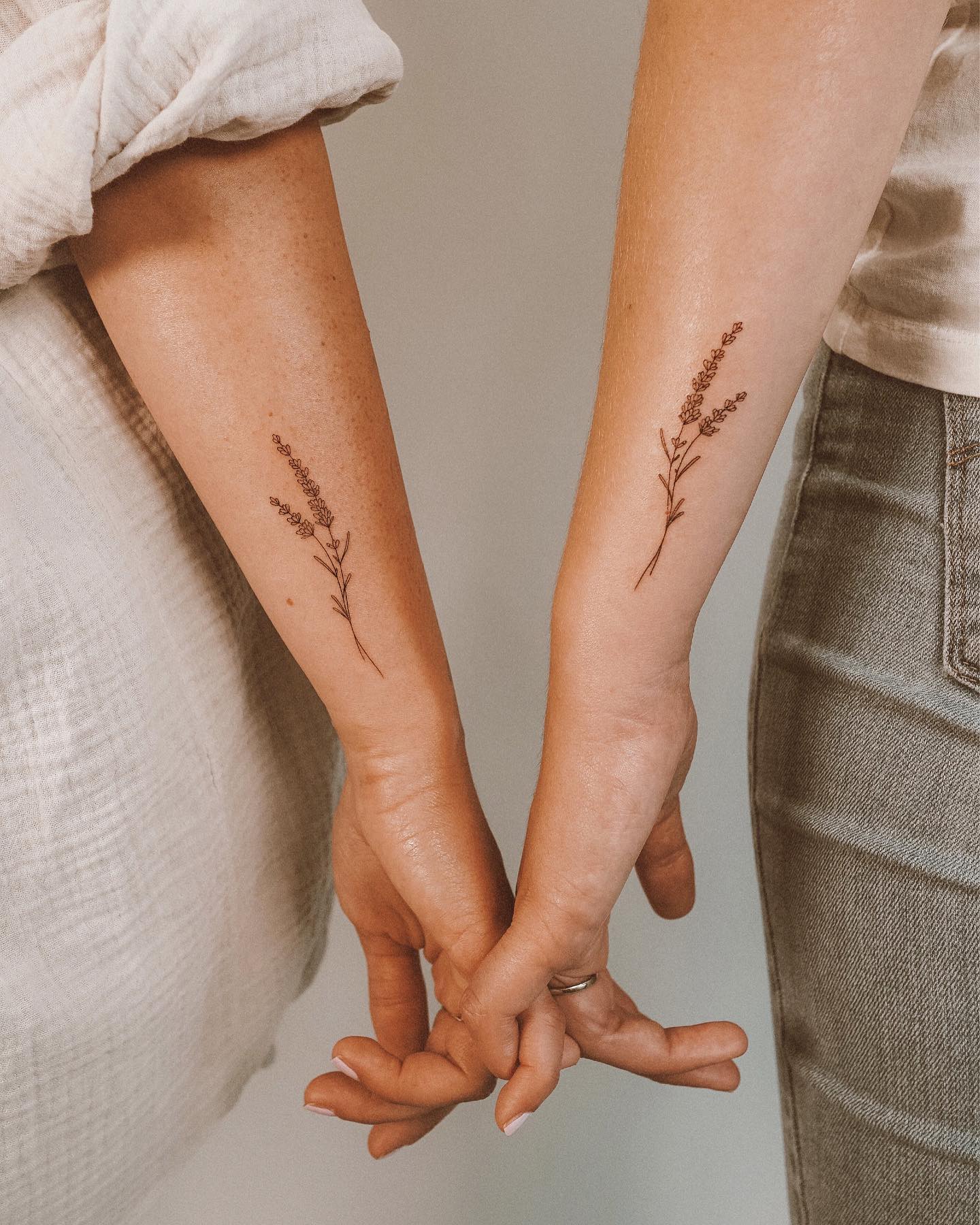 Matching Lavender Sprig Tattoo matching tattoos for best friends tattoo