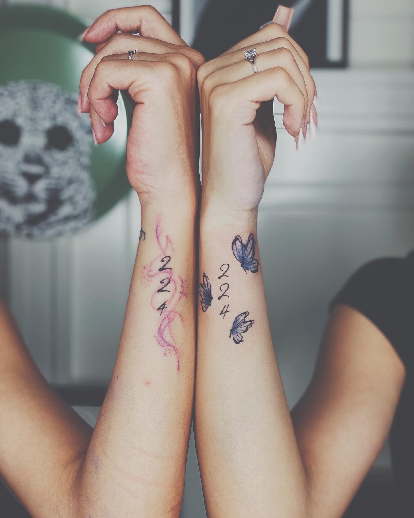 Matching “224” Butterfly Tattoos for Mom and Daughter unique mom and daughter tattoos tattoo