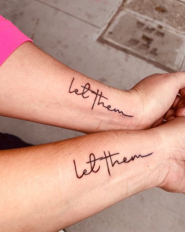 Let Them Wrist Tattoo with Red Heart Accent let them tattoo ideas self expression tattoo
