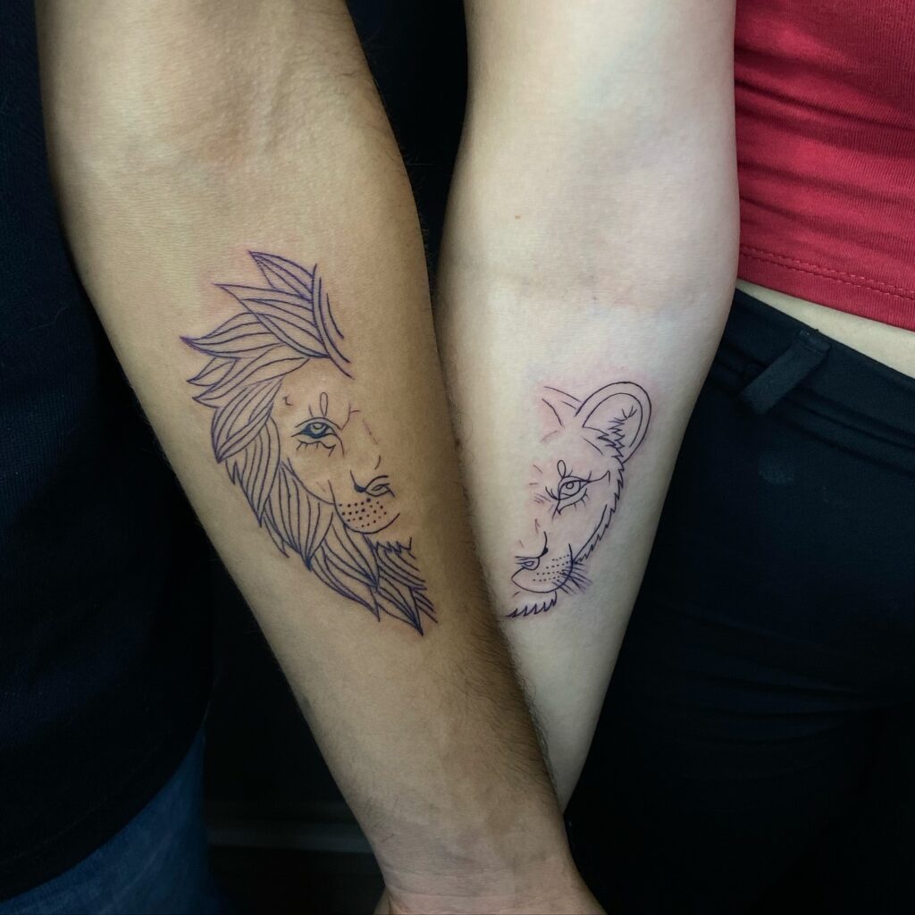Matching Lion and Lioness Tattoos