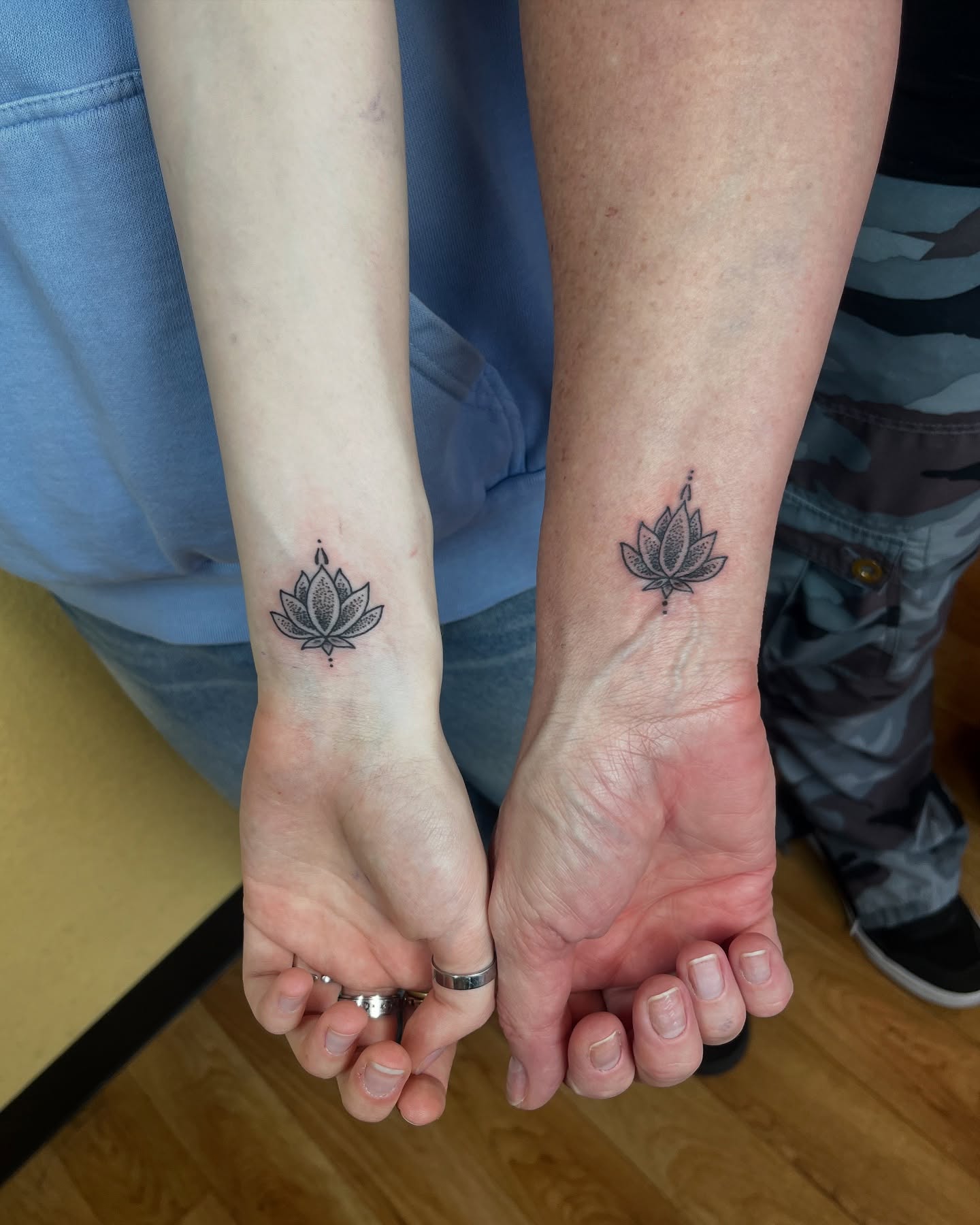 Matching Lotus Flower Tattoos for Mother and Daughter unique mom and daughter tattoos tattoo