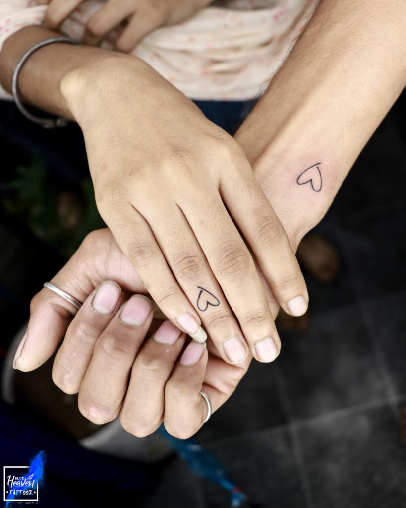 Matching Minimal Heart Tattoos small couple tattoos tattoo
