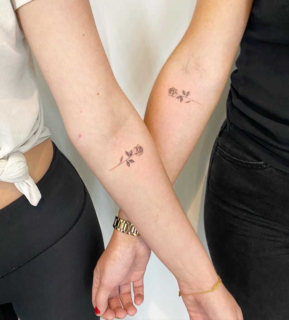 Matching Minimal Rose Tattoos for Best Friends matching best friend tattoos tattoo