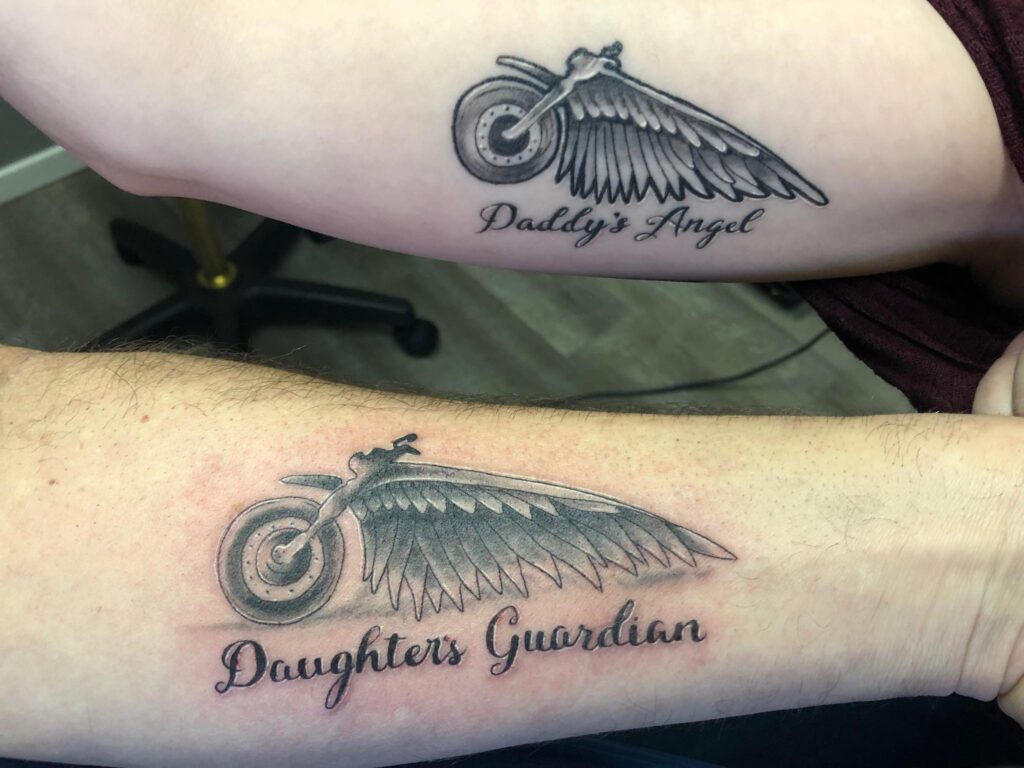 Matching Motorcycle Wing Tattoos father daughter tattoos tattoo