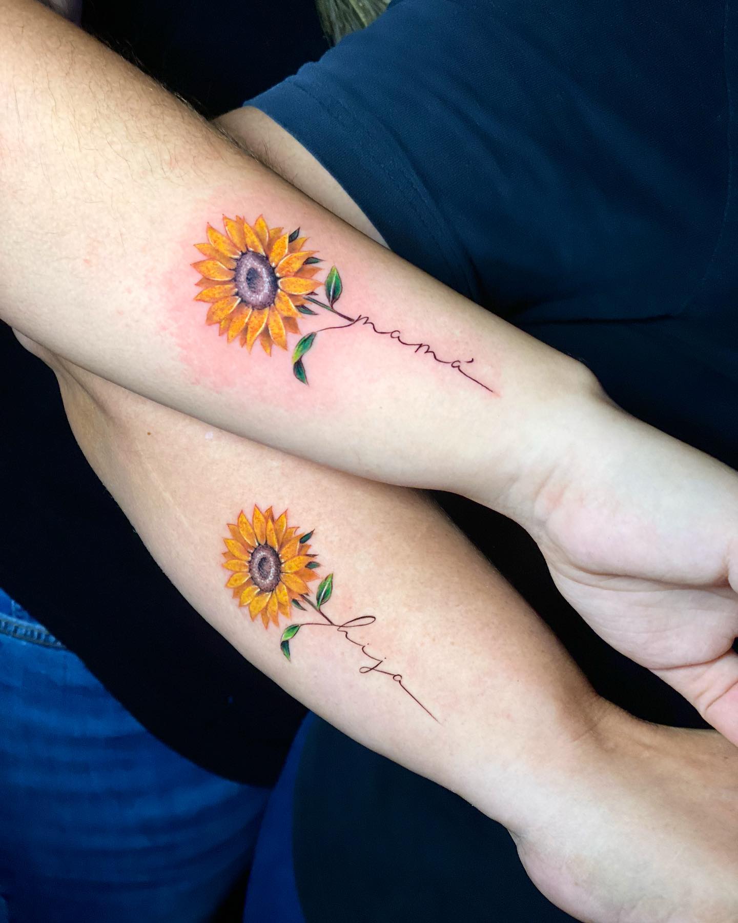 Matching Name Sunflower Tattoo small sunflower tattoos ideas tattoo