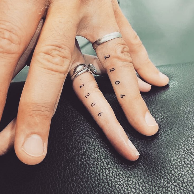 Matching Number Date Finger Tattoos small couple tattoos tattoo