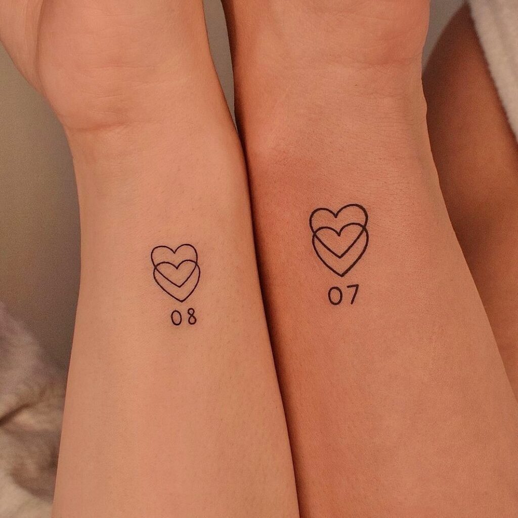 Matching Numbered Heart Tattoos small couple tattoos tattoo