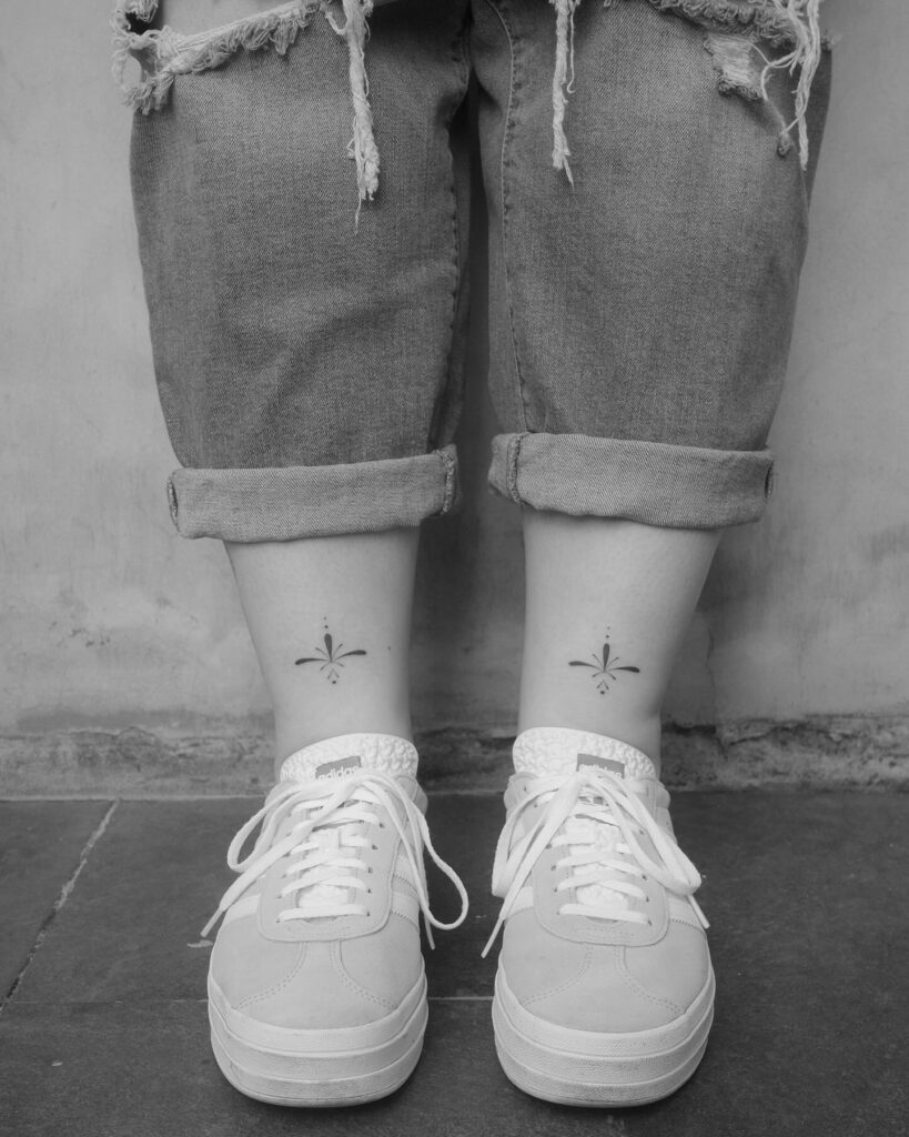 Matching Ornamental Ankle Tattoos