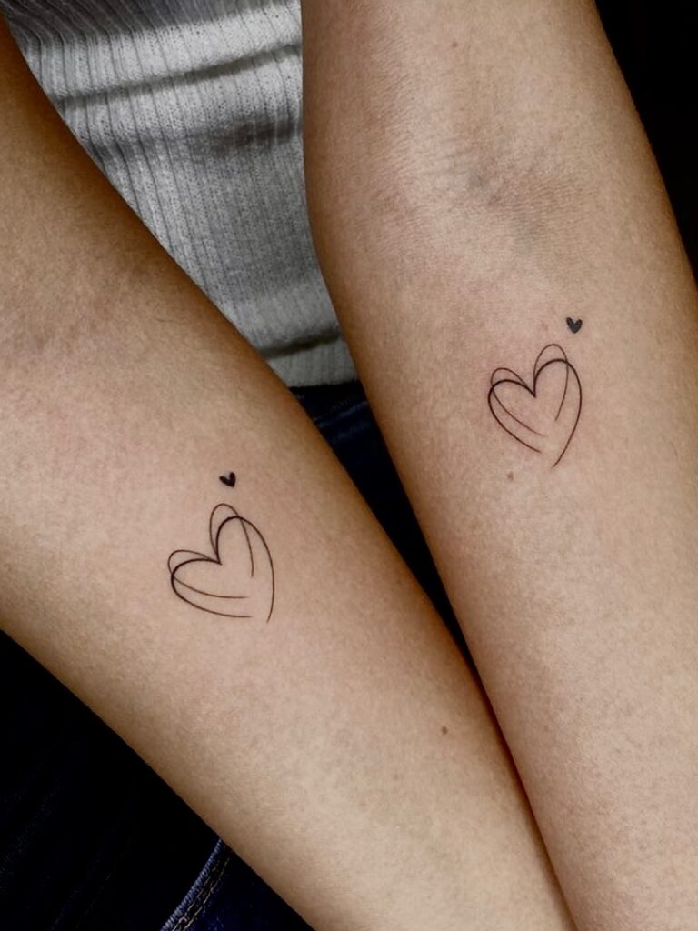 Matching Outline Heart Tattoos small couple tattoos tattoo