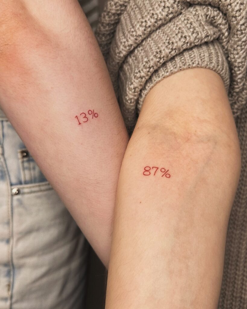 Matching Percentage Couple Tattoos