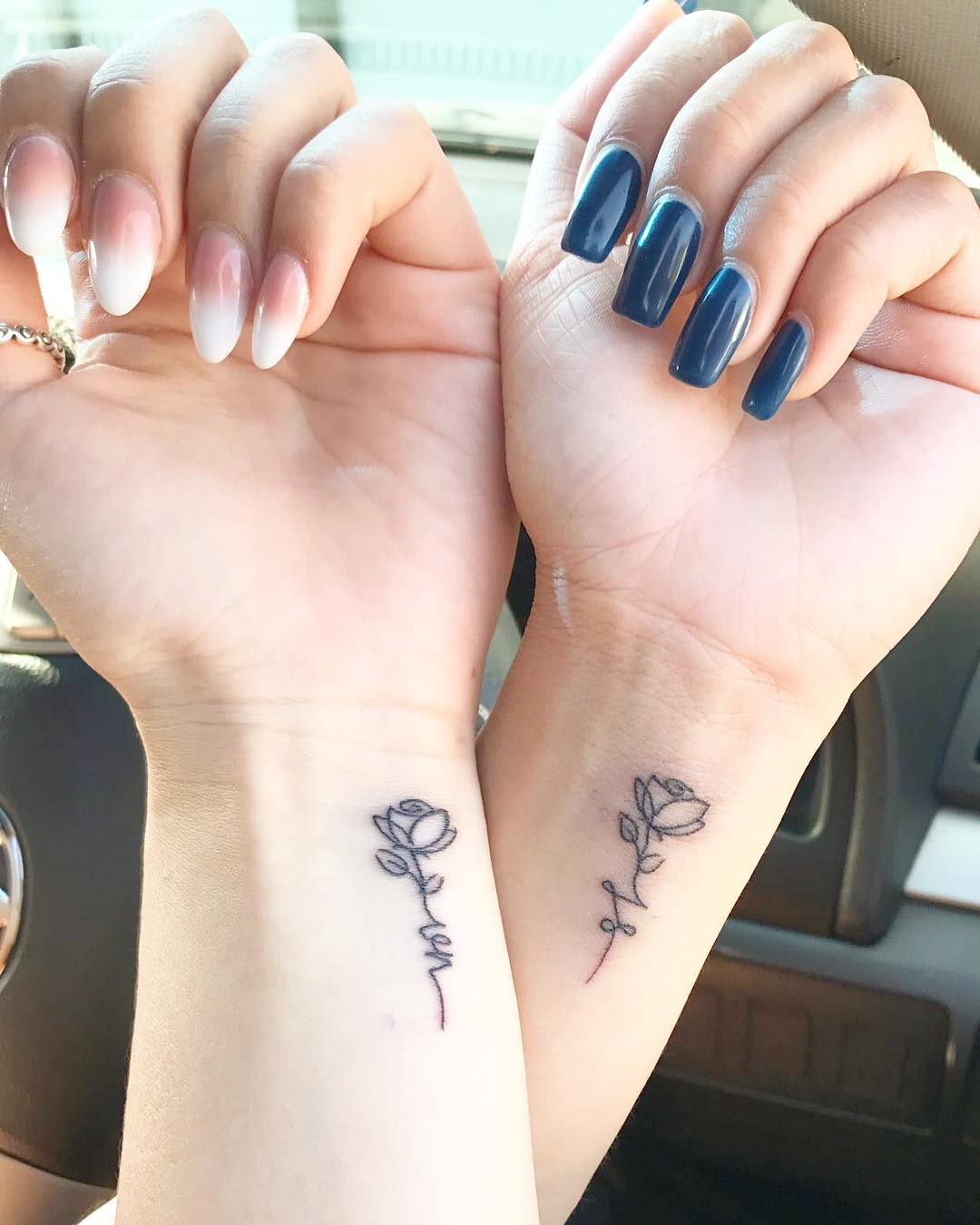 Matching Rose Script Bestie Tattoo bestie tattoo ideas tattoo