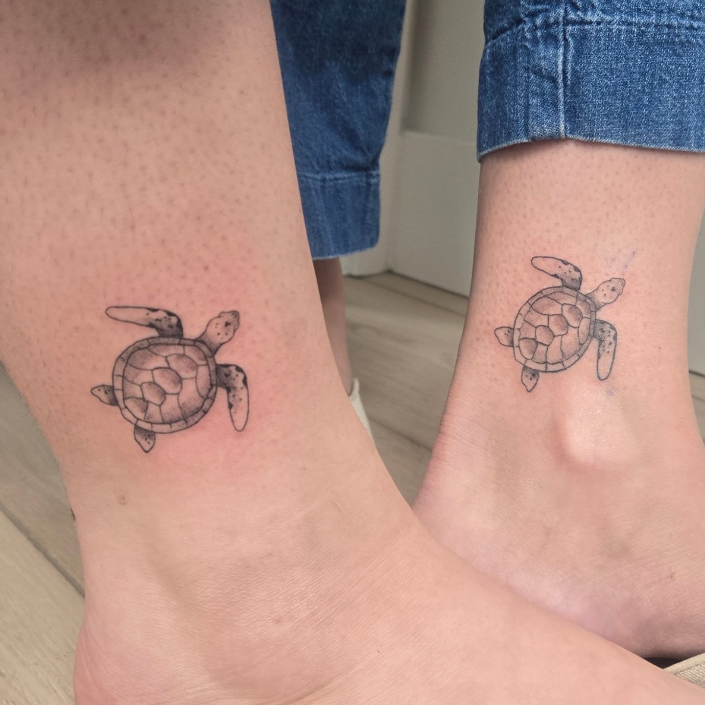 Matching Sea Turtle Ankle Tattoos small turtle tattoo ideas tattoo