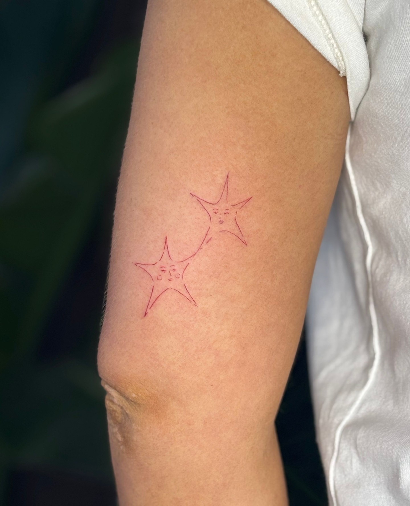Matching Star Face Fine Line Tattoo fine line tattoo ideas with meaning tattoo