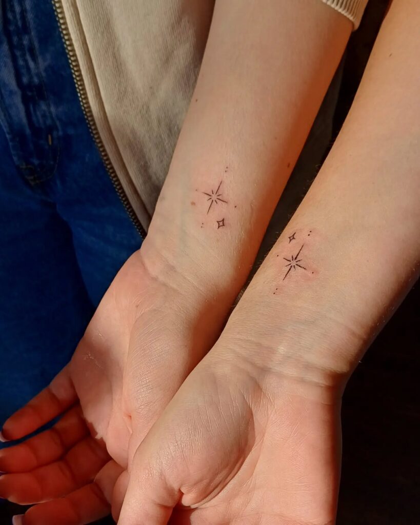 Twin Sparkle Star Tattoos