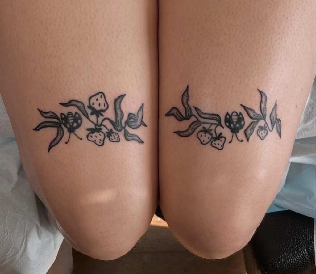 Bold Black Swirl Stick And Poke Tattoo