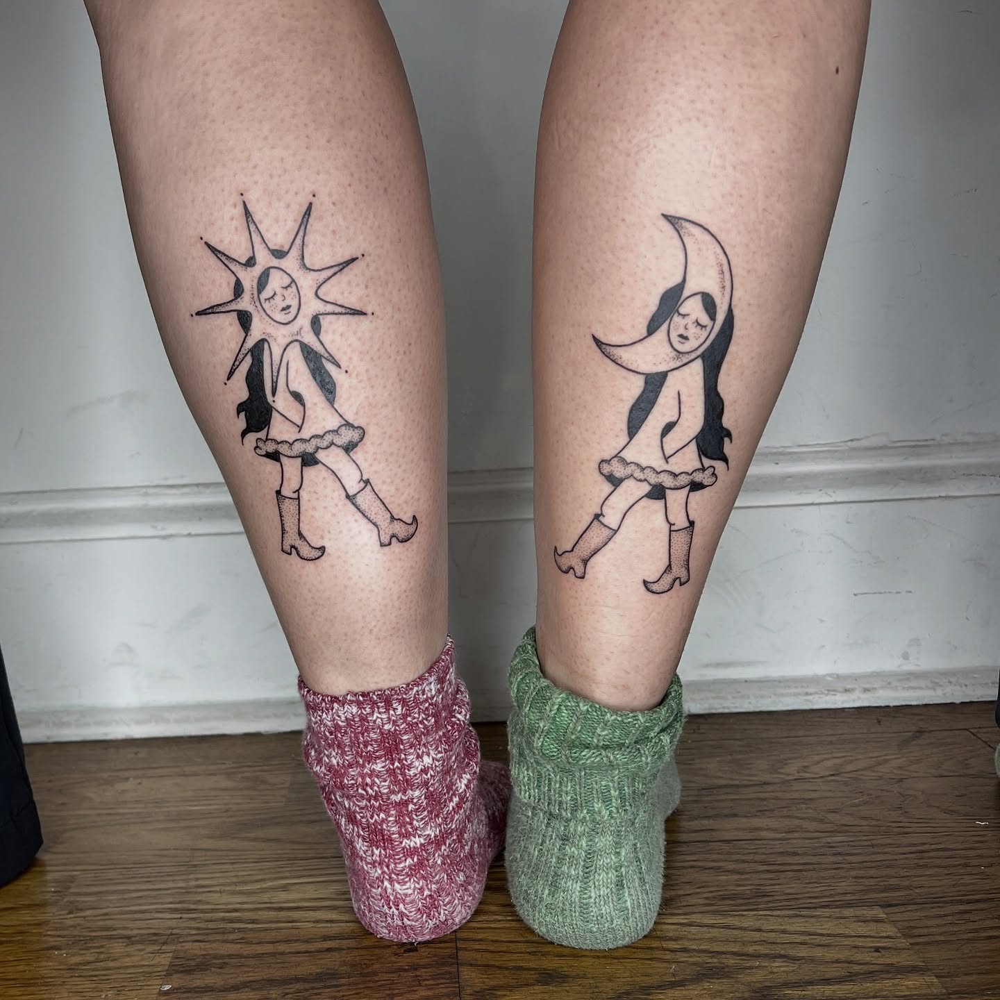 Matching Sun and Moon Friend Tattoo matching tattoos for best friends tattoo