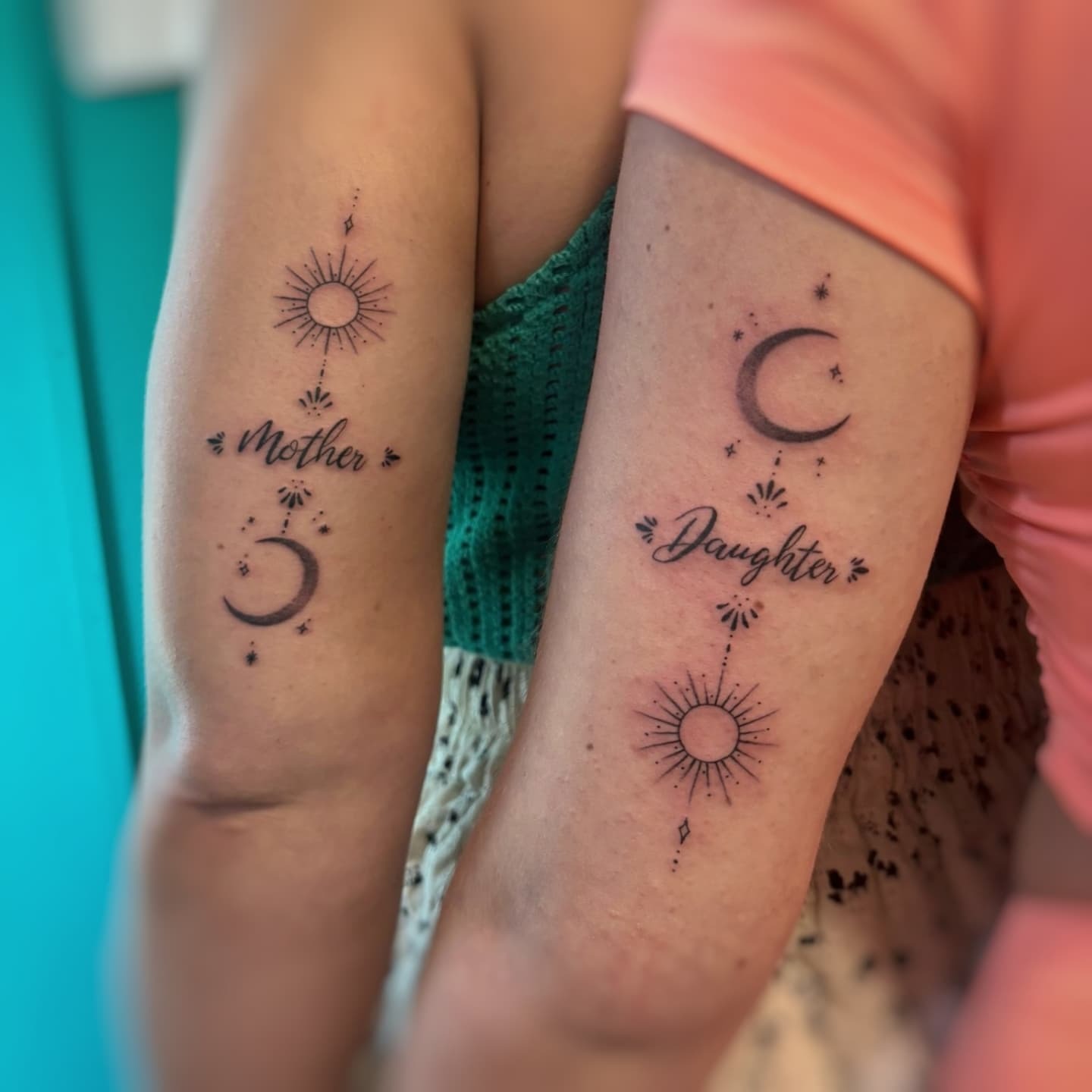 Matching Sun and Moon Tattoos for Mother and Daughter unique mom and daughter tattoos tattoo
