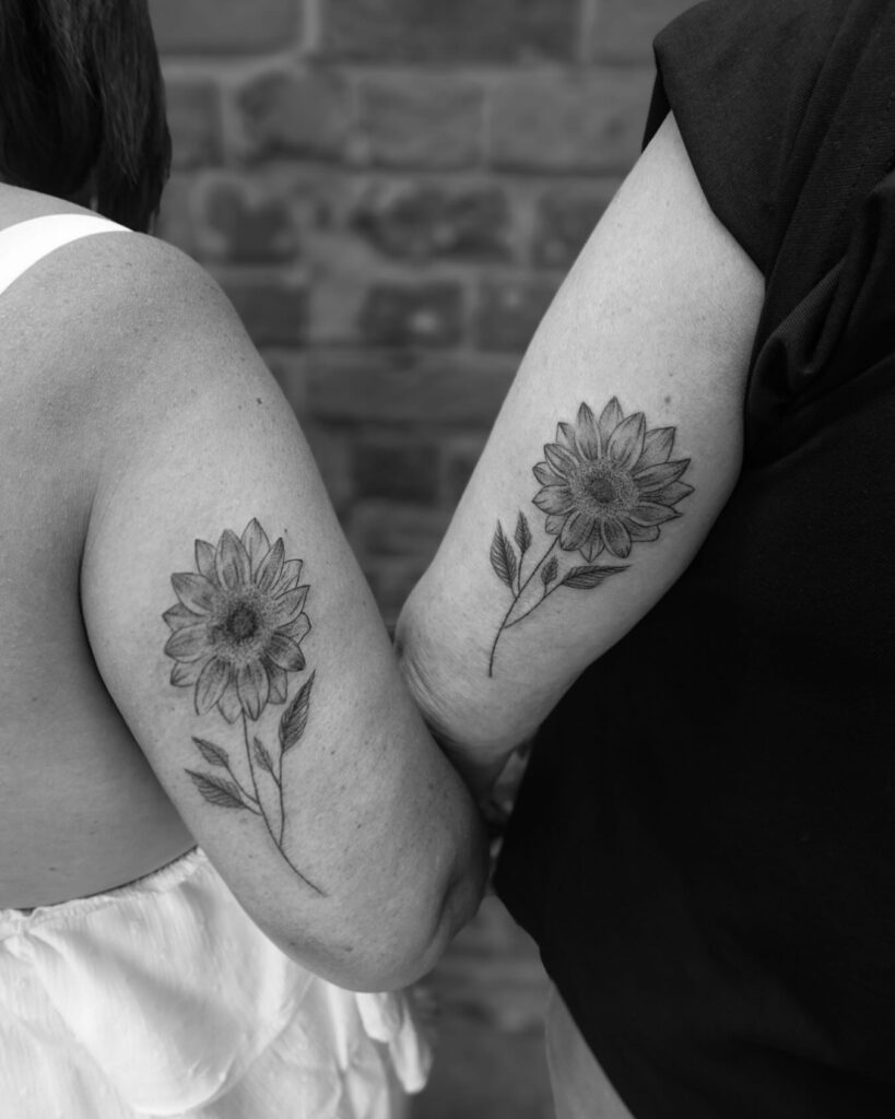 Matching Sunflower Friendship Tattoos sunflower tattoos tattoo