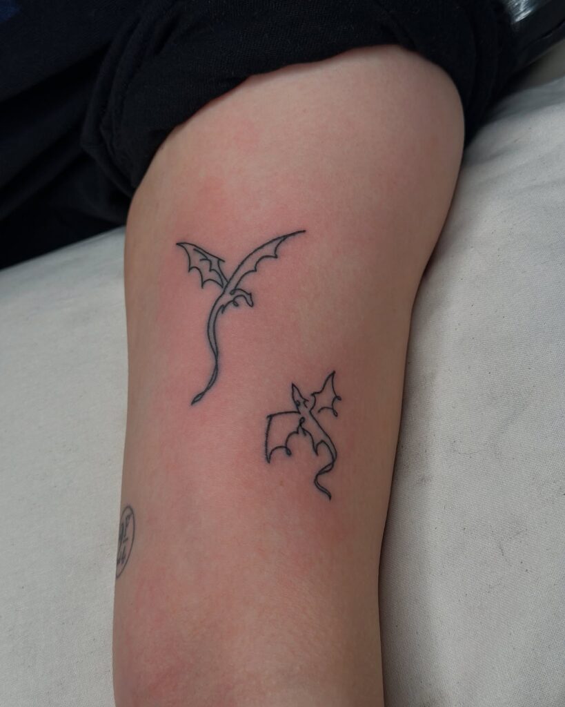 Minimal Dragon Tattoo On Arm