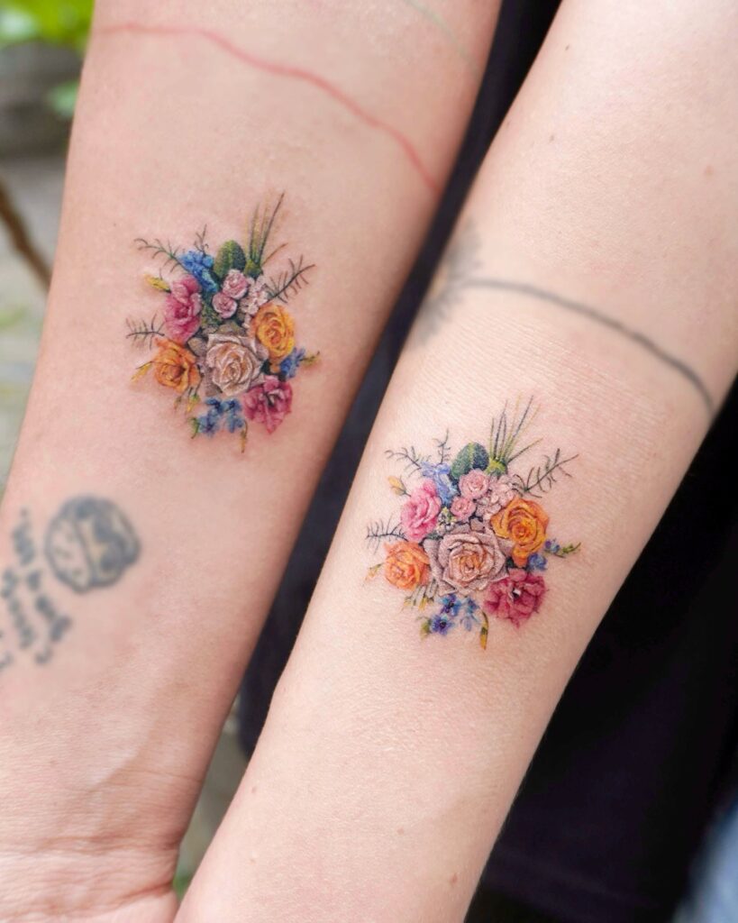 Matching Wedding Bouquet Tattoos