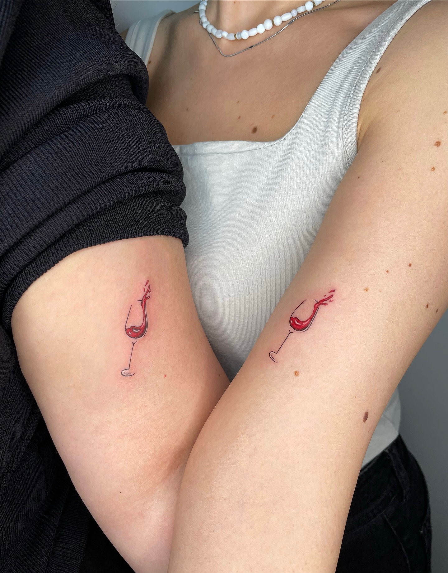 Matching Wine Glass Tattoo matching tattoos for best friends tattoo