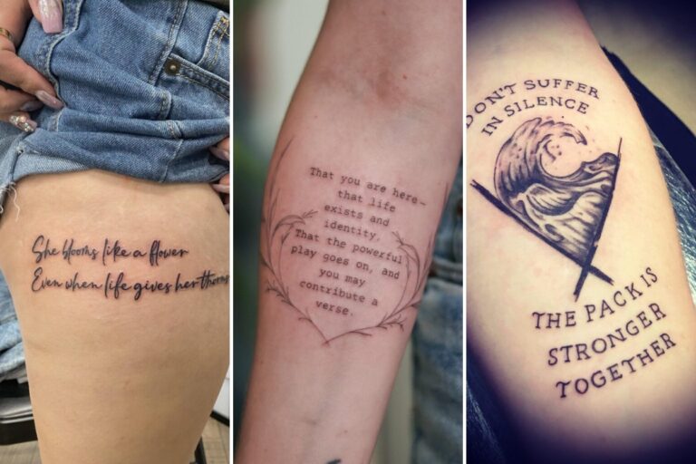 Aesthetic meaningful quote tattoos for women and delicate ink ideas collage