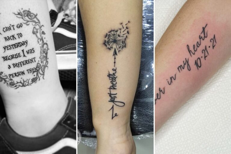 Aesthetic meaningful quote tattoos for women and delicate ink ideas collage